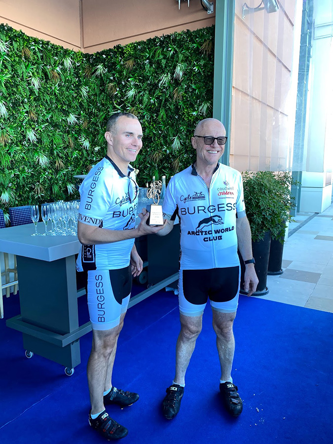 Trophy ceremony after the ride with John Caudwell